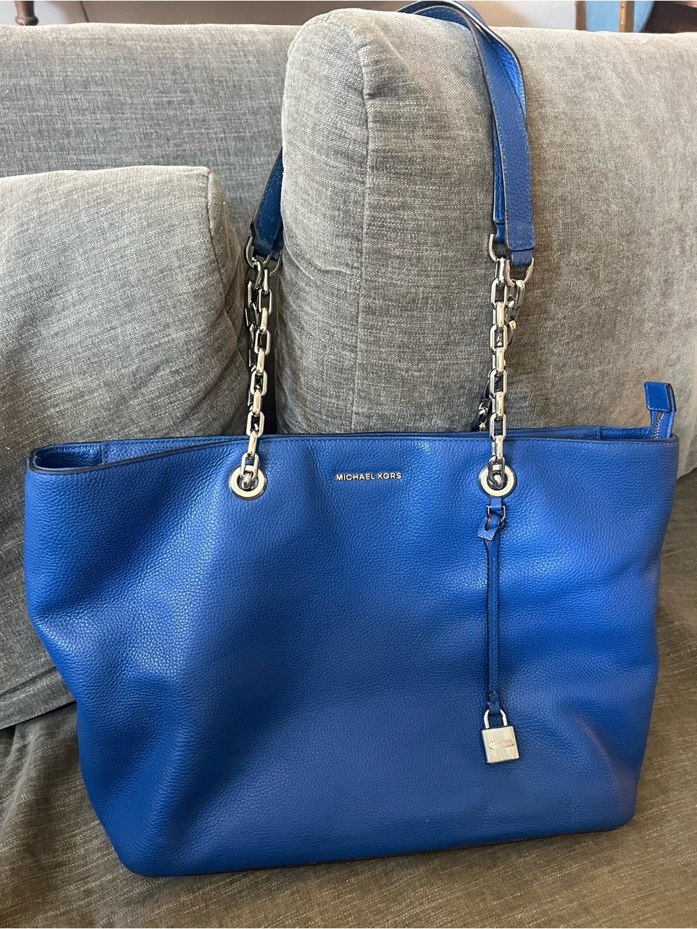 Michael Kors Cobalt Blue Leather Chain-Handle Tote